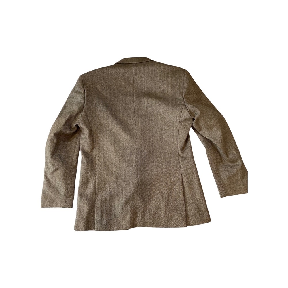 Stafford Mens 42 Regular Brown Herringbone 100% Merino Wool Classic Sport Coat - Picture 8 of 8